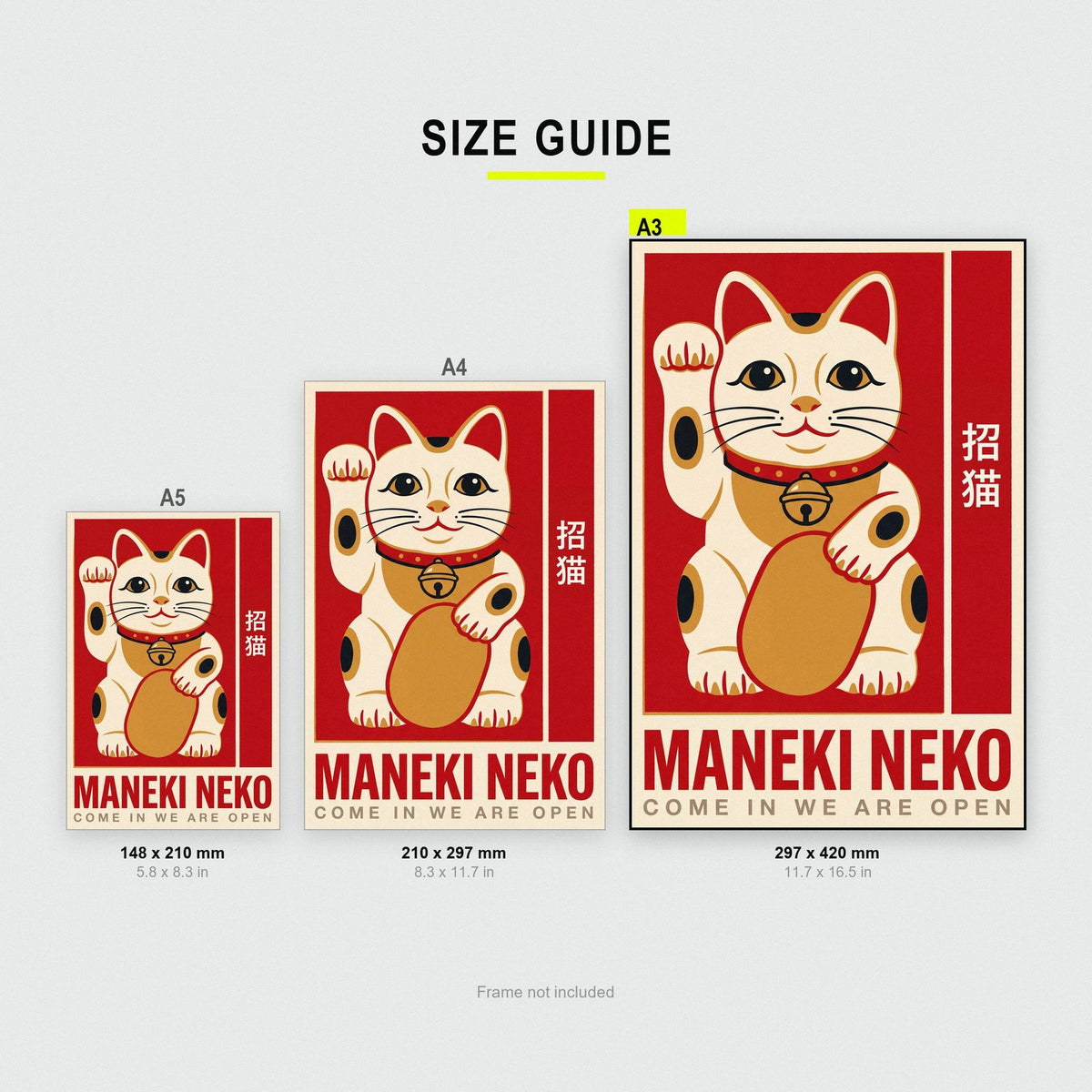 Maneki Neko Lucky Cat Japanese Art Print