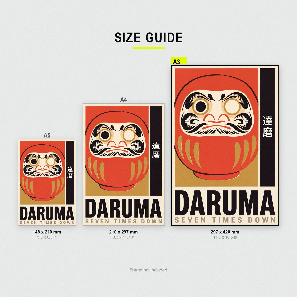 Daruma Seven Times Down Japanese Art Print