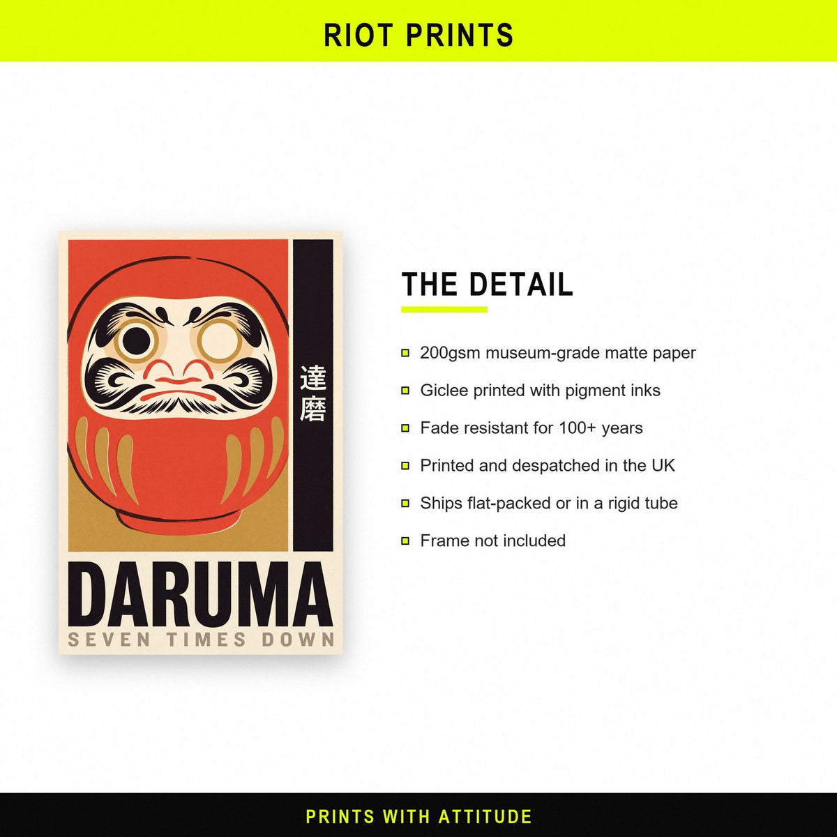 Daruma Seven Times Down Japanese Art Print