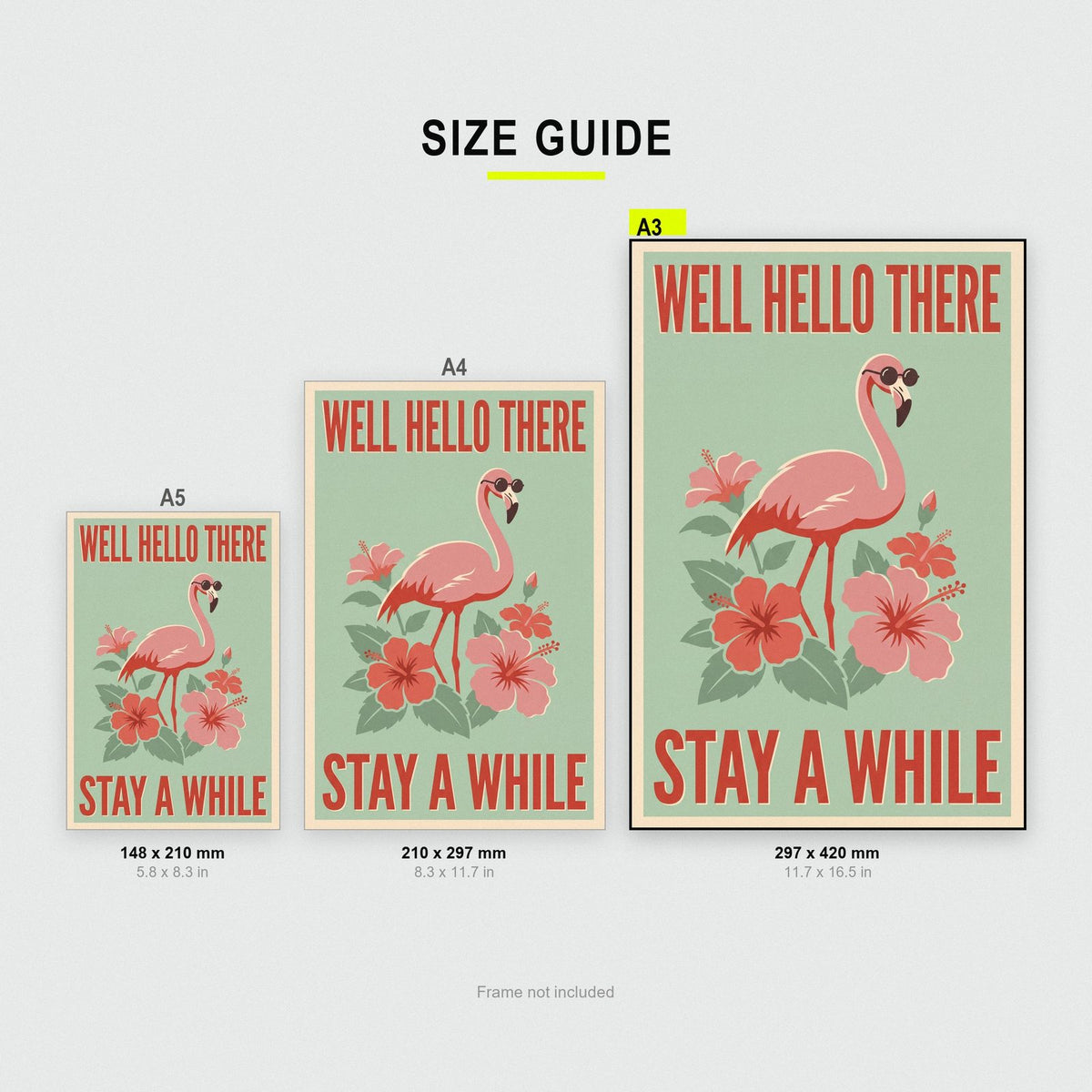 Well Hello There Flamingo Funny Art Print