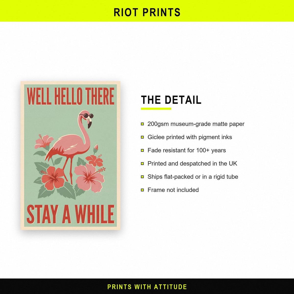 Well Hello There Flamingo Funny Art Print