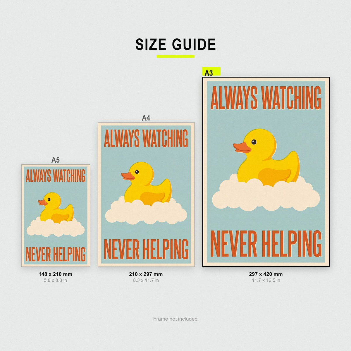 Always Watching Rubber Duck Funny Art Print