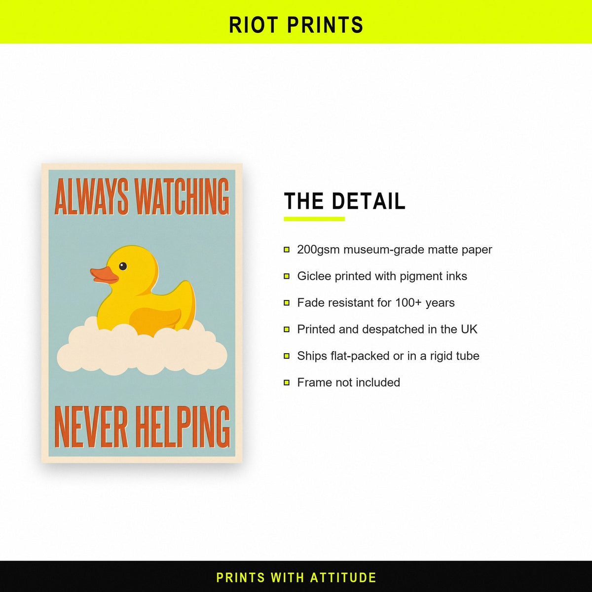 Always Watching Rubber Duck Funny Art Print