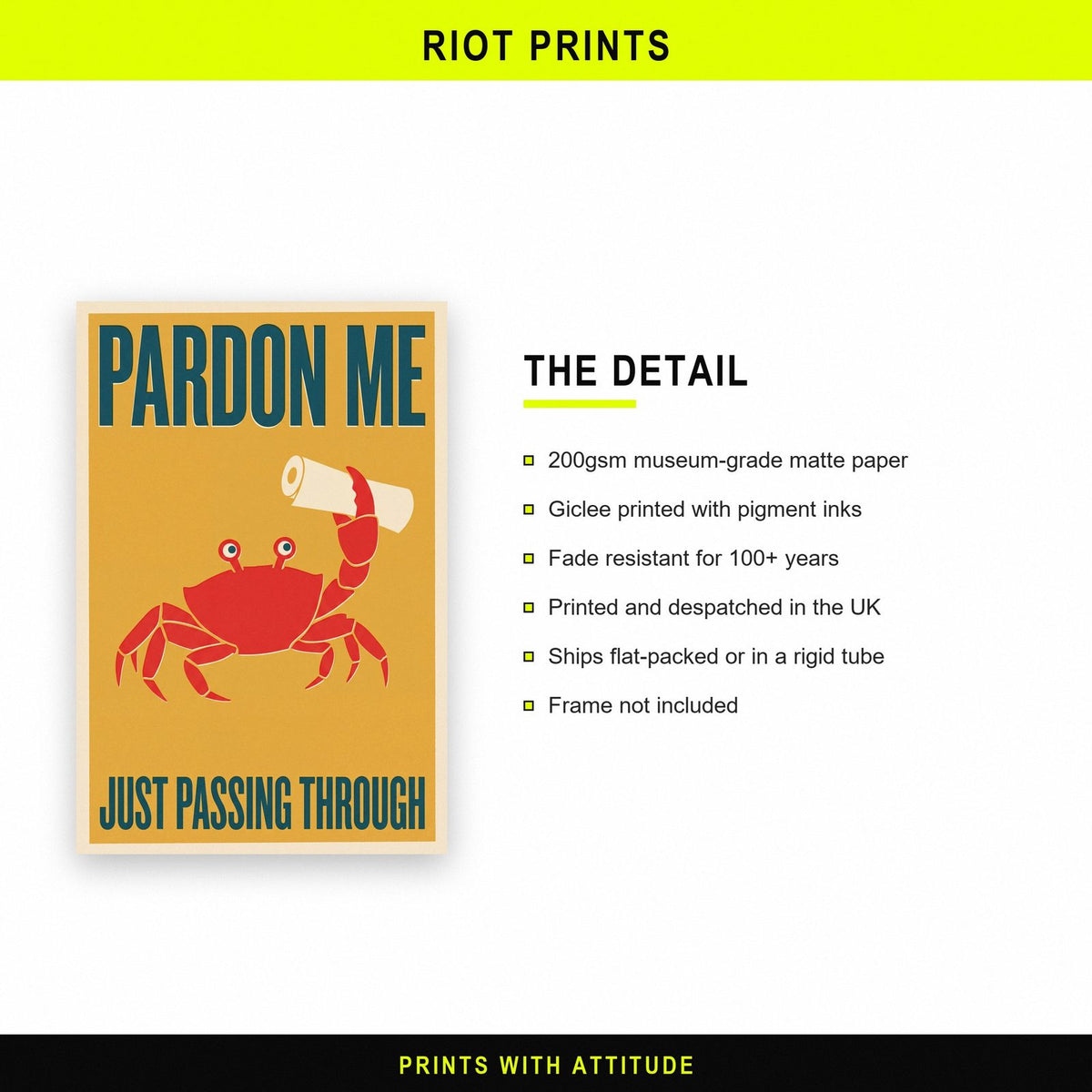 Pardon Me Crab Funny Art Print