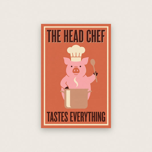 The Head Chef Pig Funny Kitchen Art Print