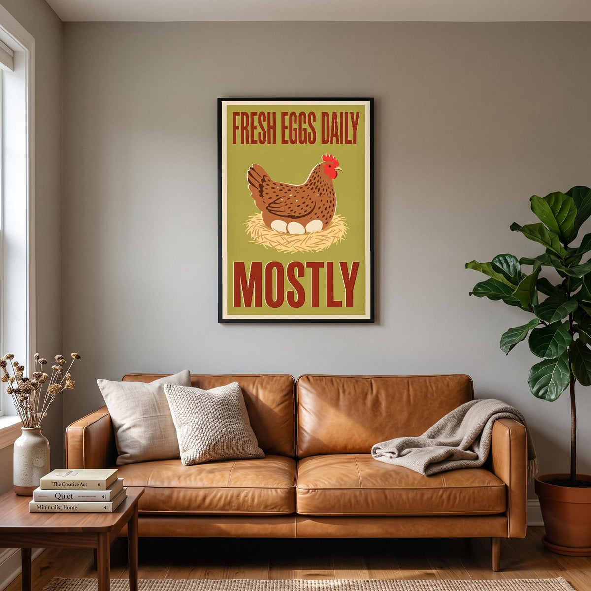 Fresh Eggs Daily Mostly Hen Funny Art Print