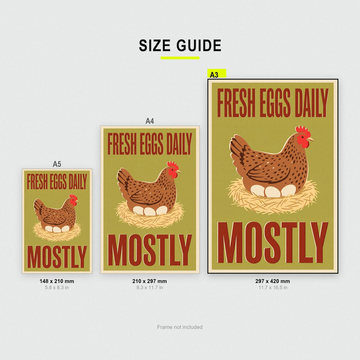 Fresh Eggs Daily Mostly Hen Funny Art Print