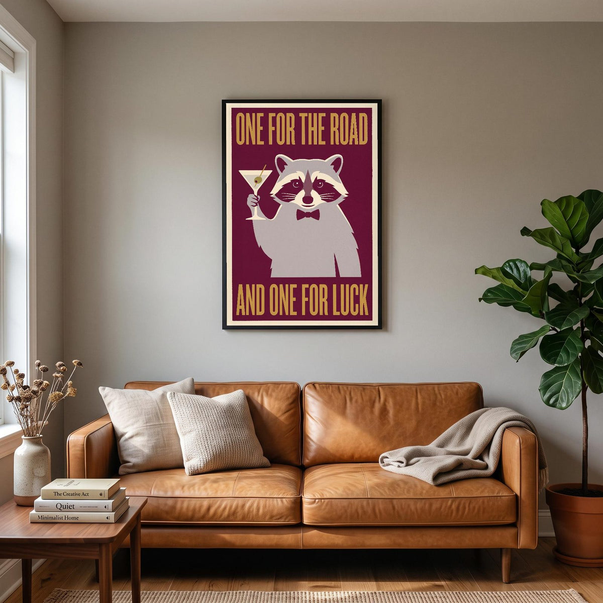 One For The Road Raccoon Funny Art Print