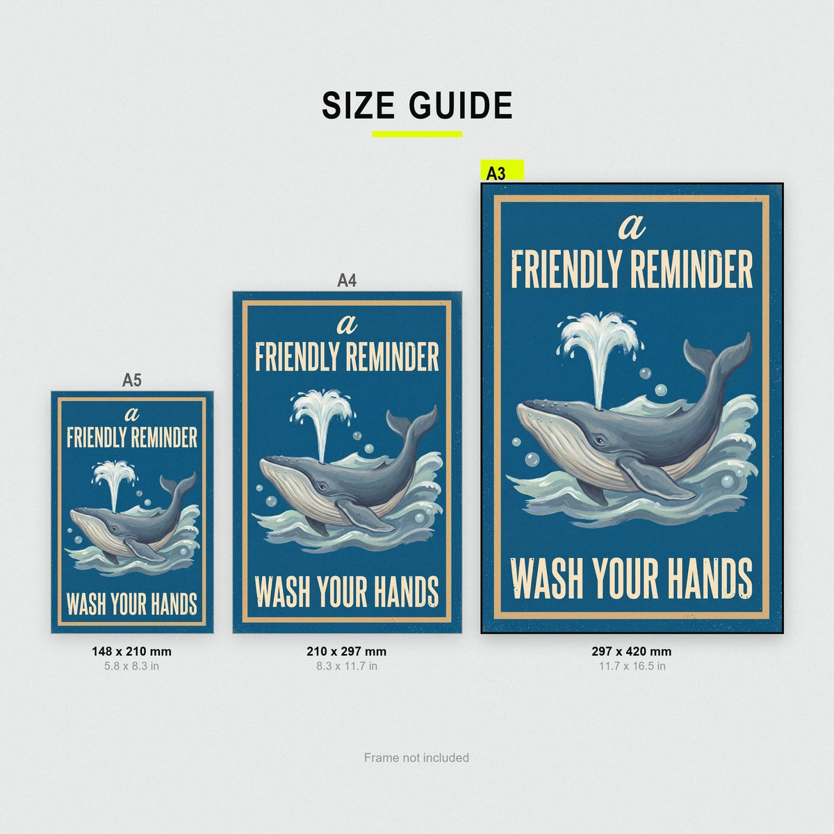 A Friendly Reminder Wash Your Hands Whale Art Print
