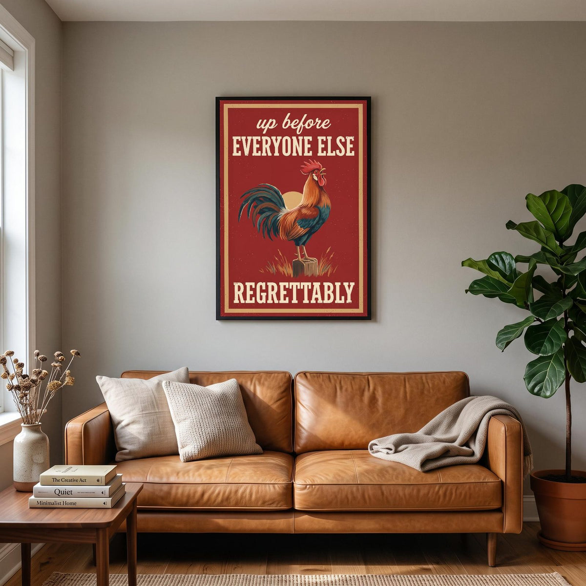 Up Before Everyone Else Regrettably Rooster Art Print