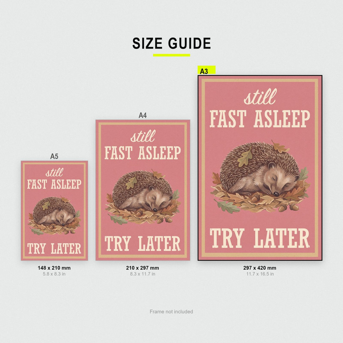 Still Fast Asleep Try Later Hedgehog Art Print