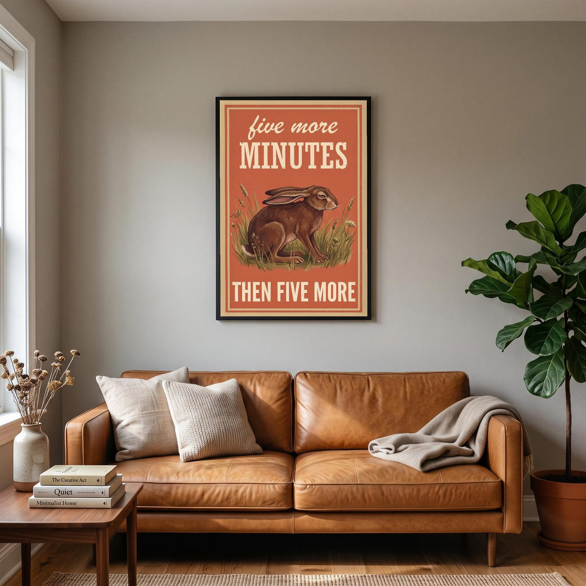 Five More Minutes Then Five More Hare Art Print