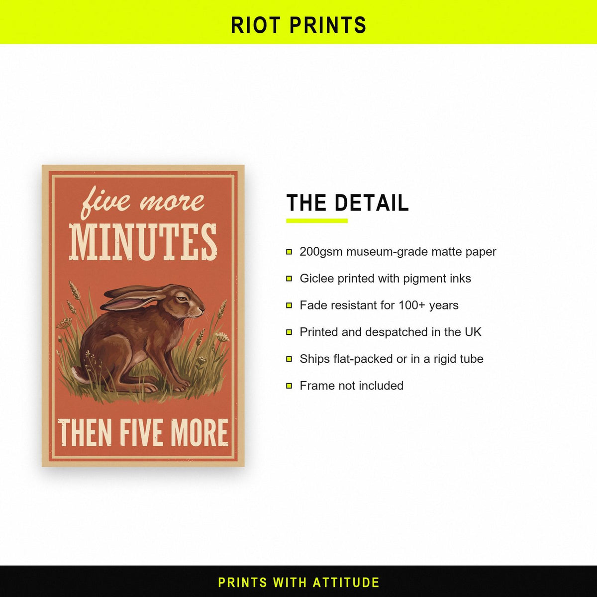 Five More Minutes Then Five More Hare Art Print