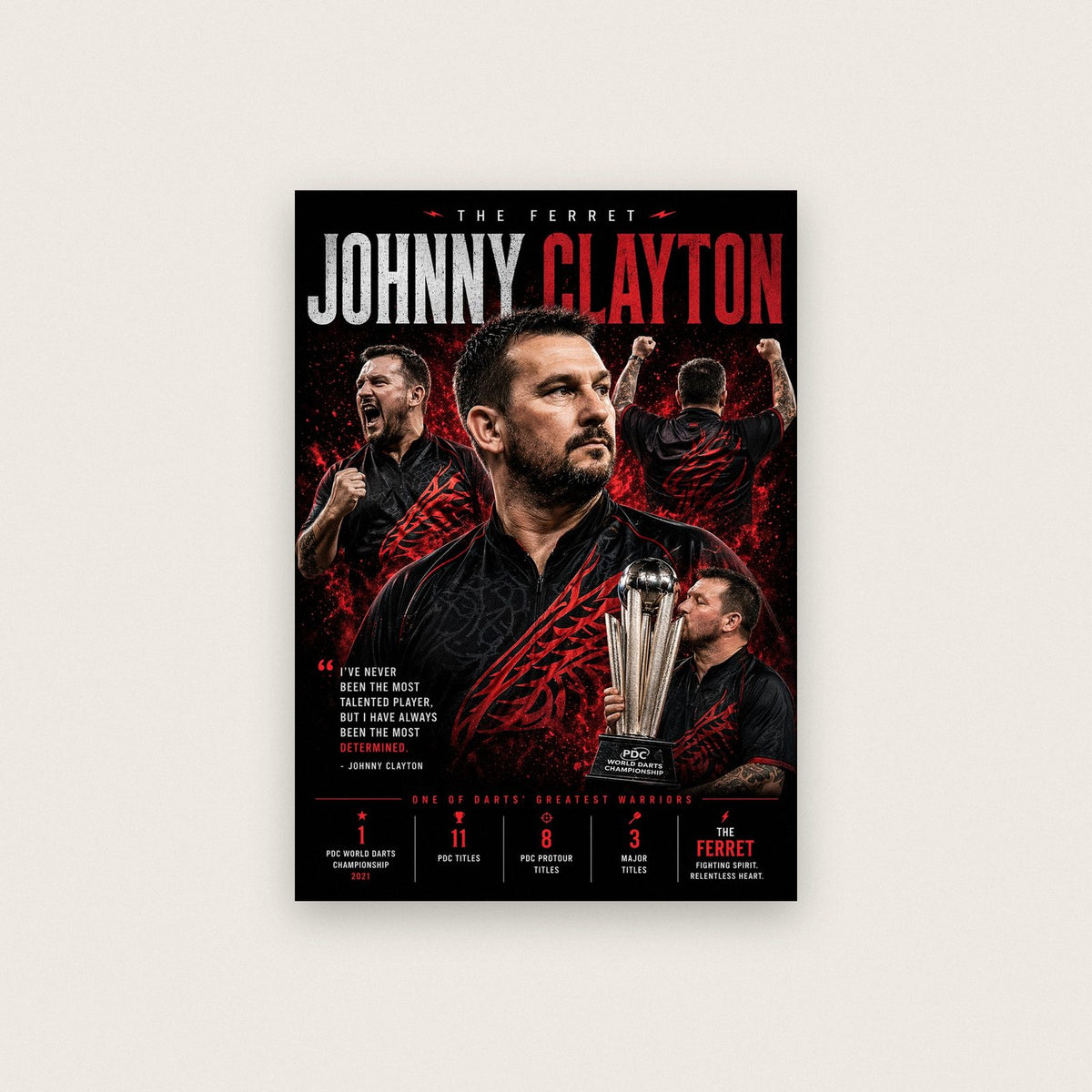 Johnny Clayton "The Ferret" Darts Champion Print