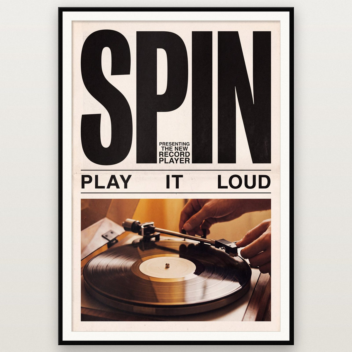 Spin Record Player Retro Advert Art Print