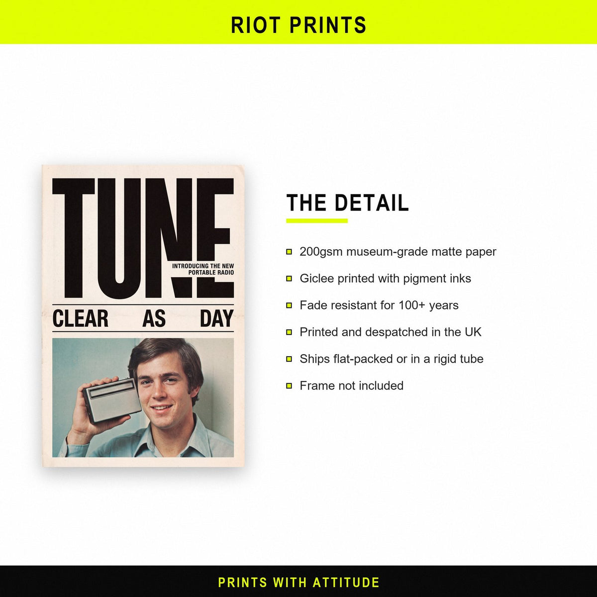 Tune Portable Radio Retro Advert Art Print