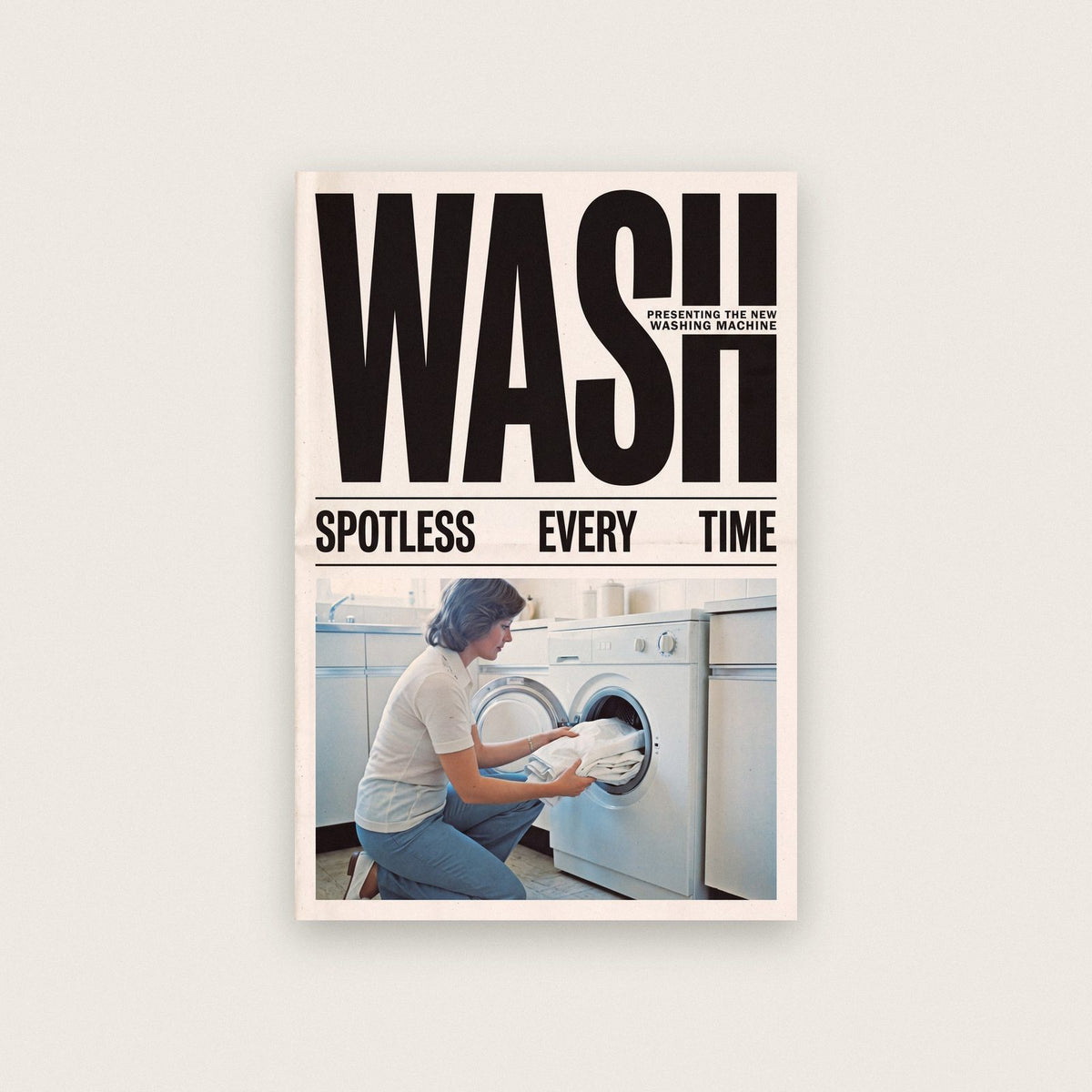 Wash Washing Machine Retro Advert Art Print
