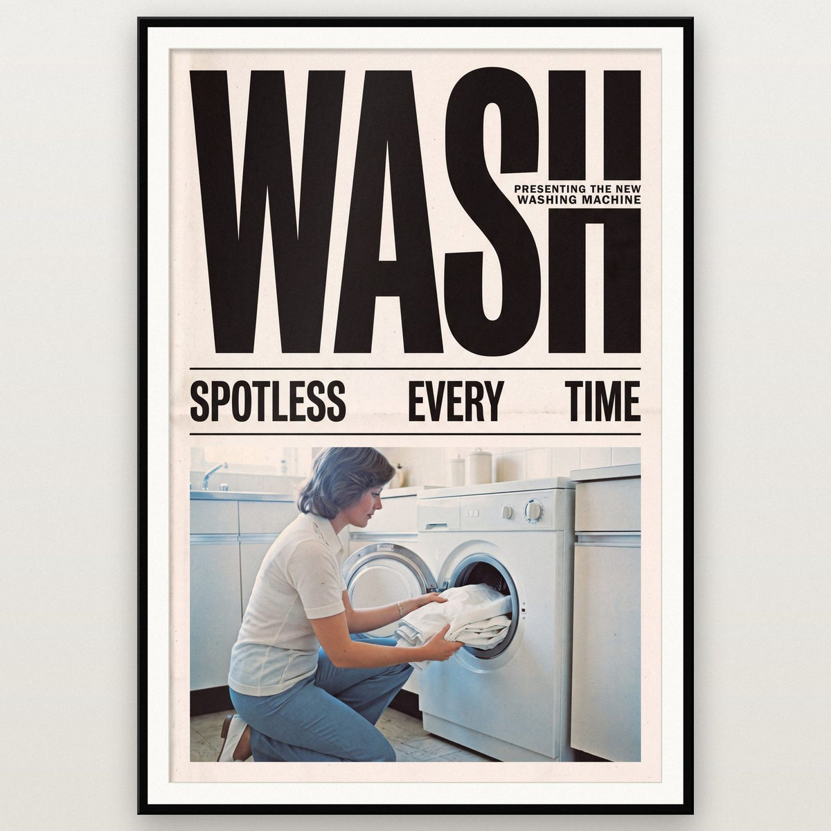 Wash Washing Machine Retro Advert Art Print
