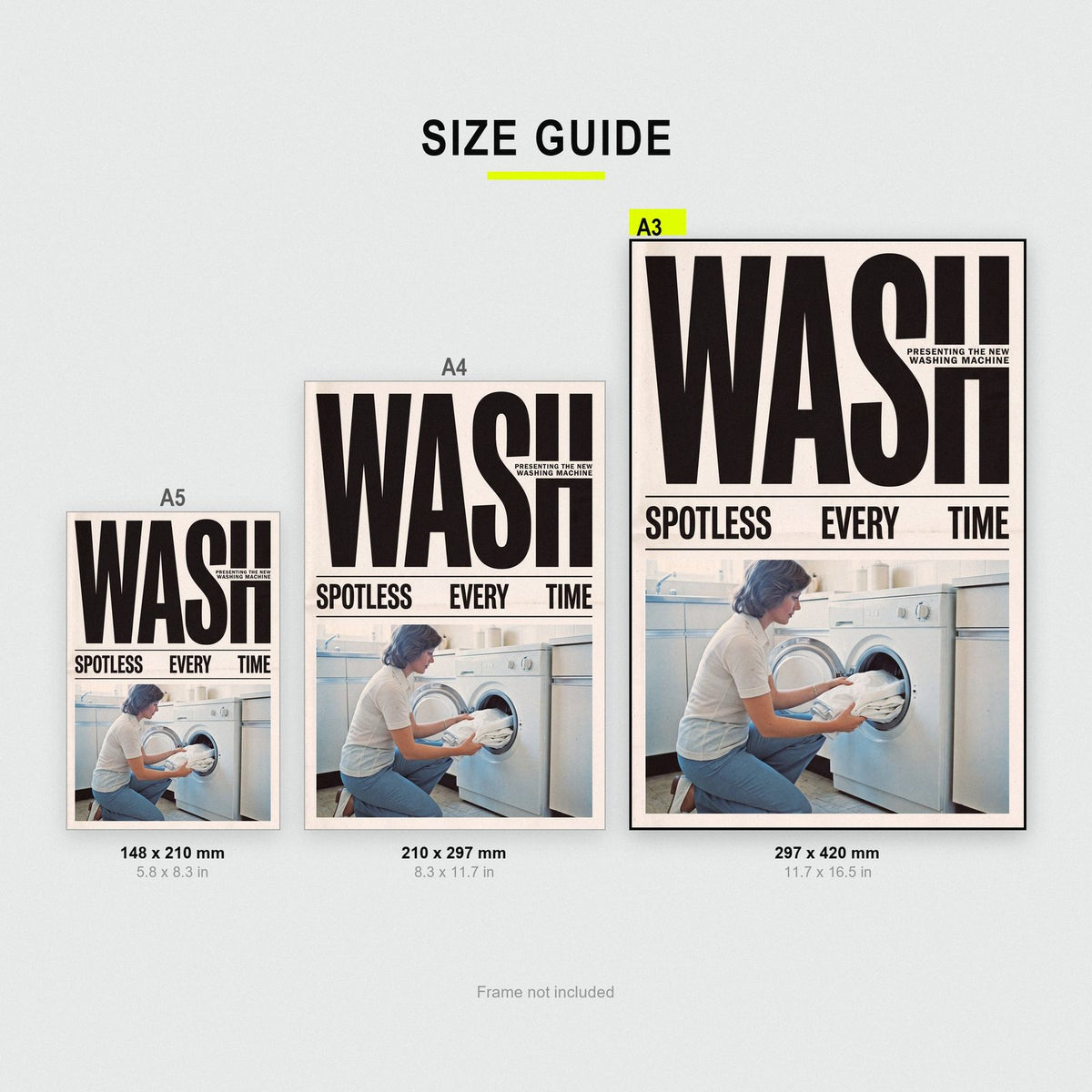 Wash Washing Machine Retro Advert Art Print