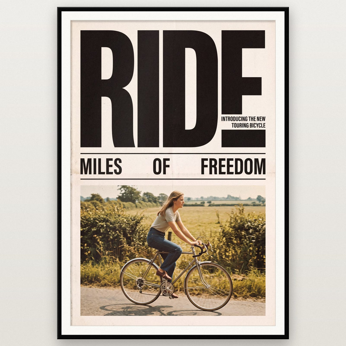 Ride Touring Bicycle Retro Advert Art Print