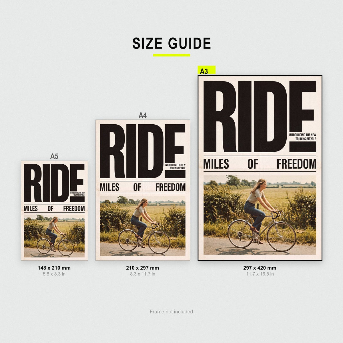 Ride Touring Bicycle Retro Advert Art Print