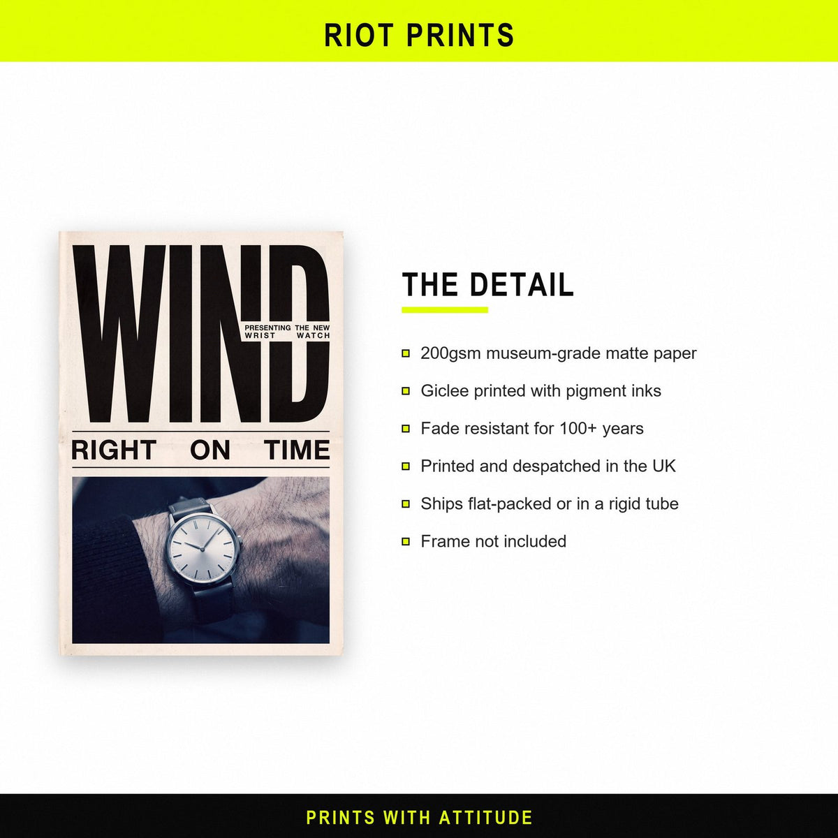 Wind Wrist Watch Retro Advert Art Print