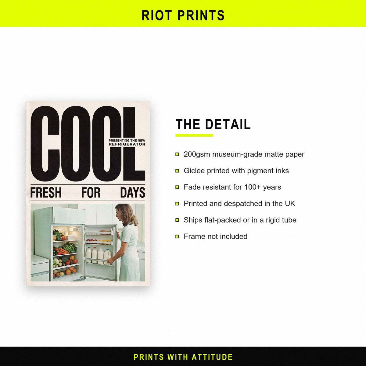 Cool Refrigerator Retro Advert Art Print