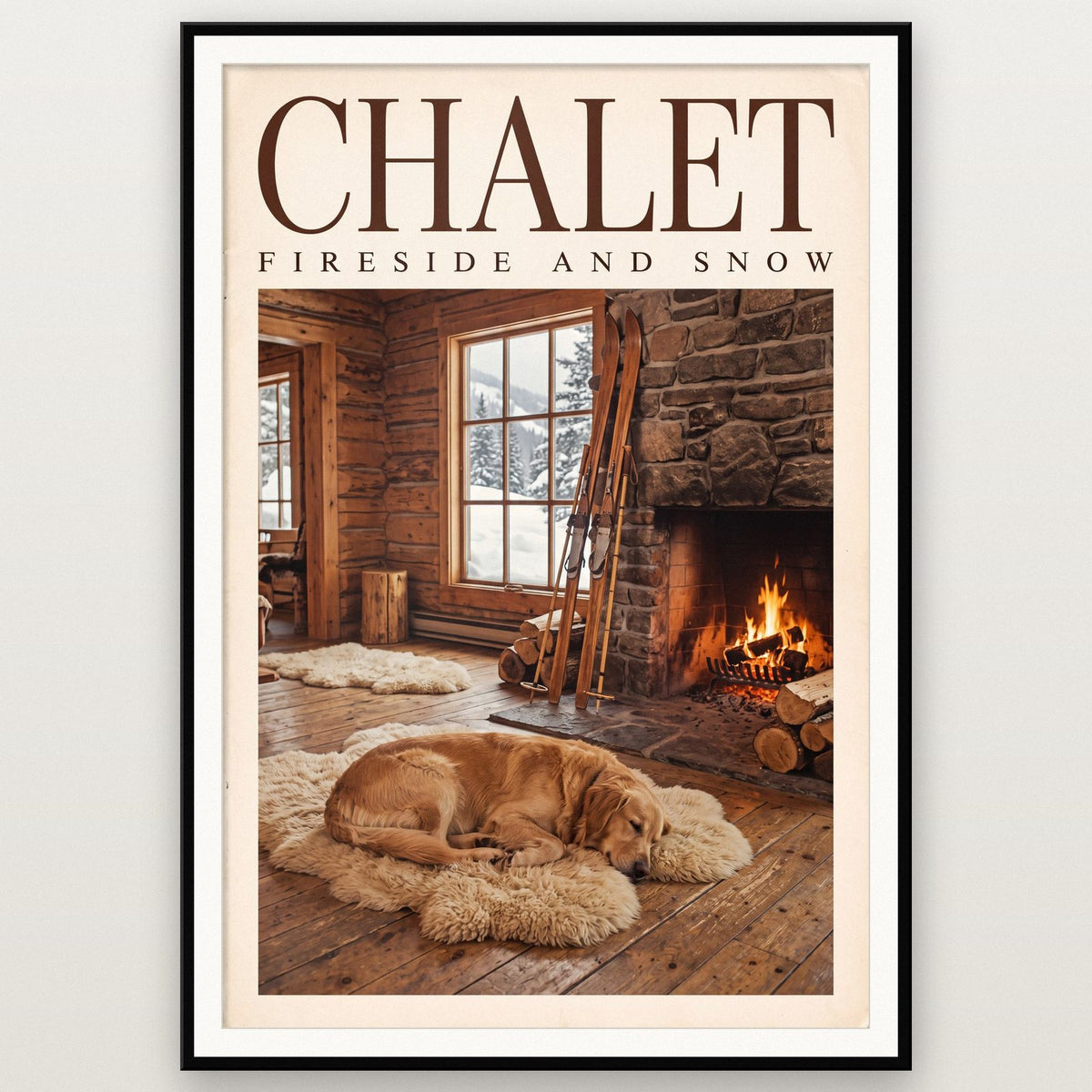 Chalet Fireside And Snow Art Print