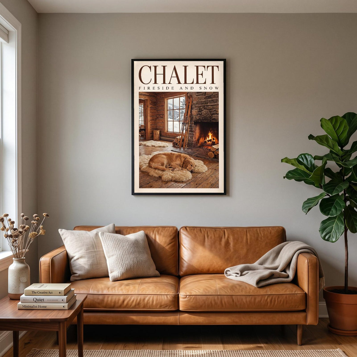 Chalet Fireside And Snow Art Print