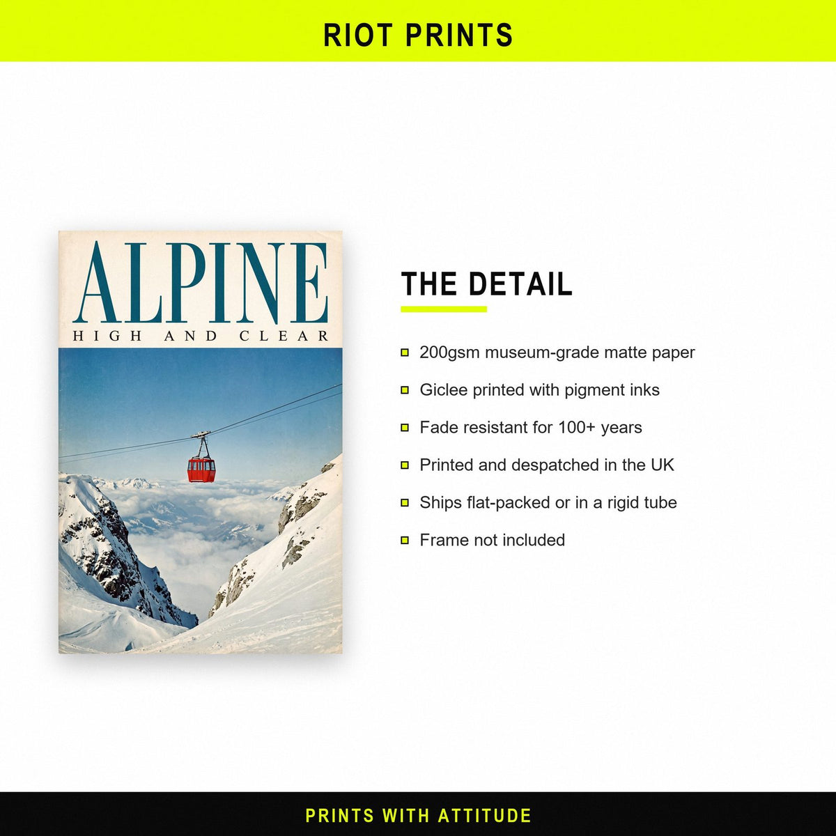 Alpine High And Clear Cable Car Art Print