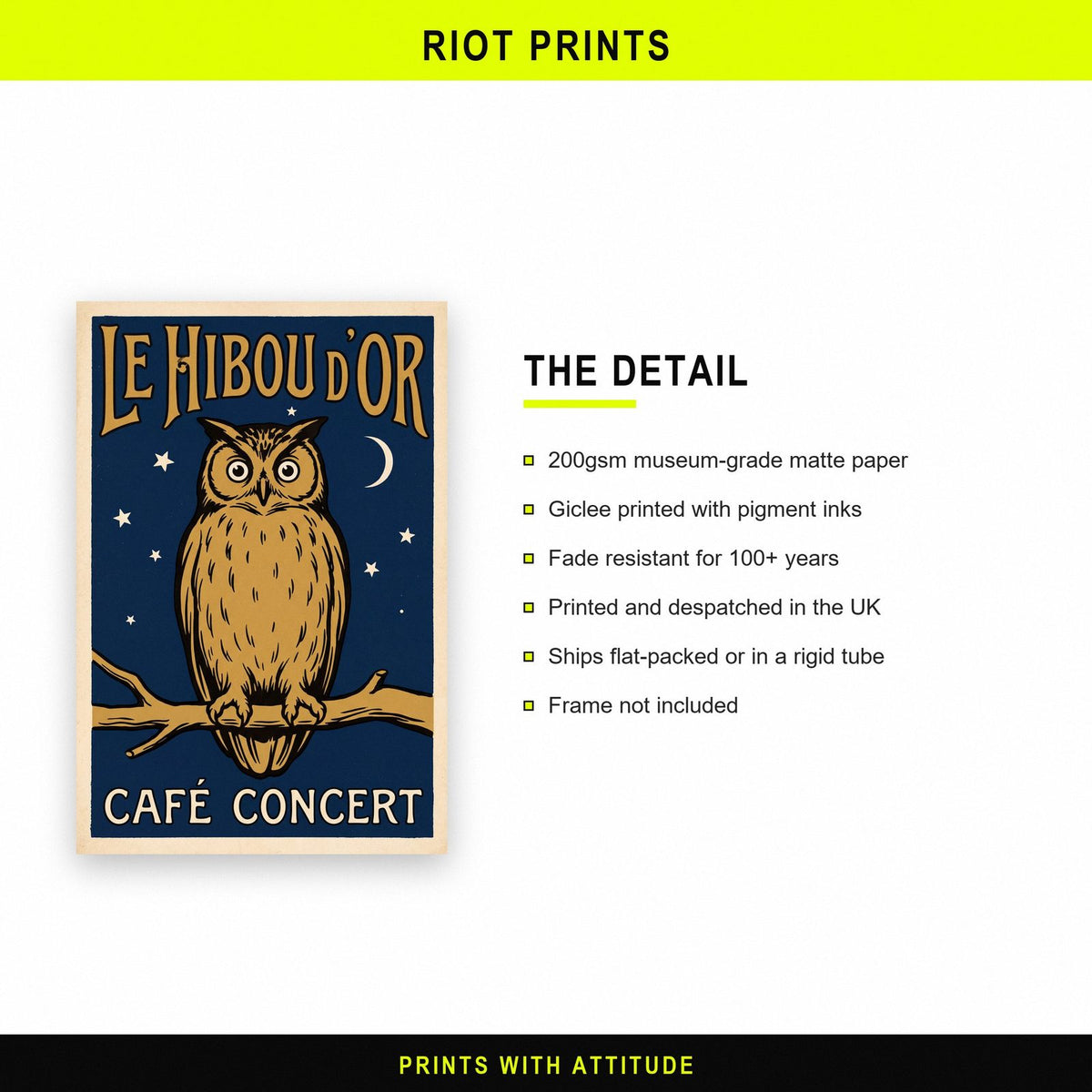 Le Hibou Dor Cafe Concert Poster Art Print