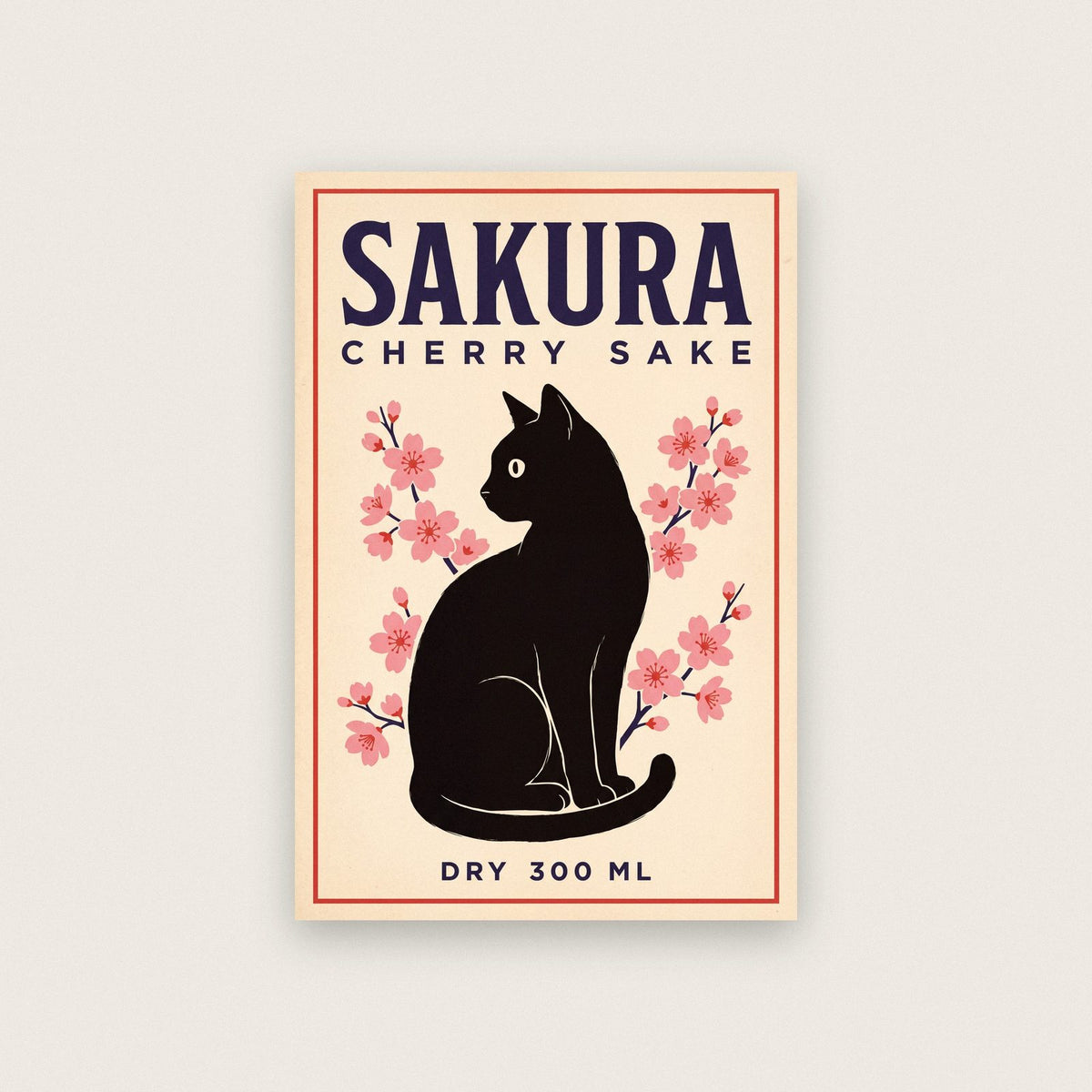 Sakura Cherry Sake Label Art Print