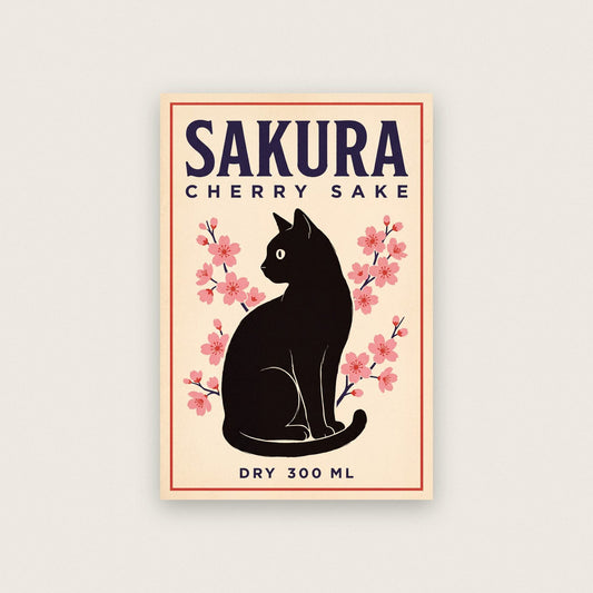 Sakura Cherry Sake Label Art Print