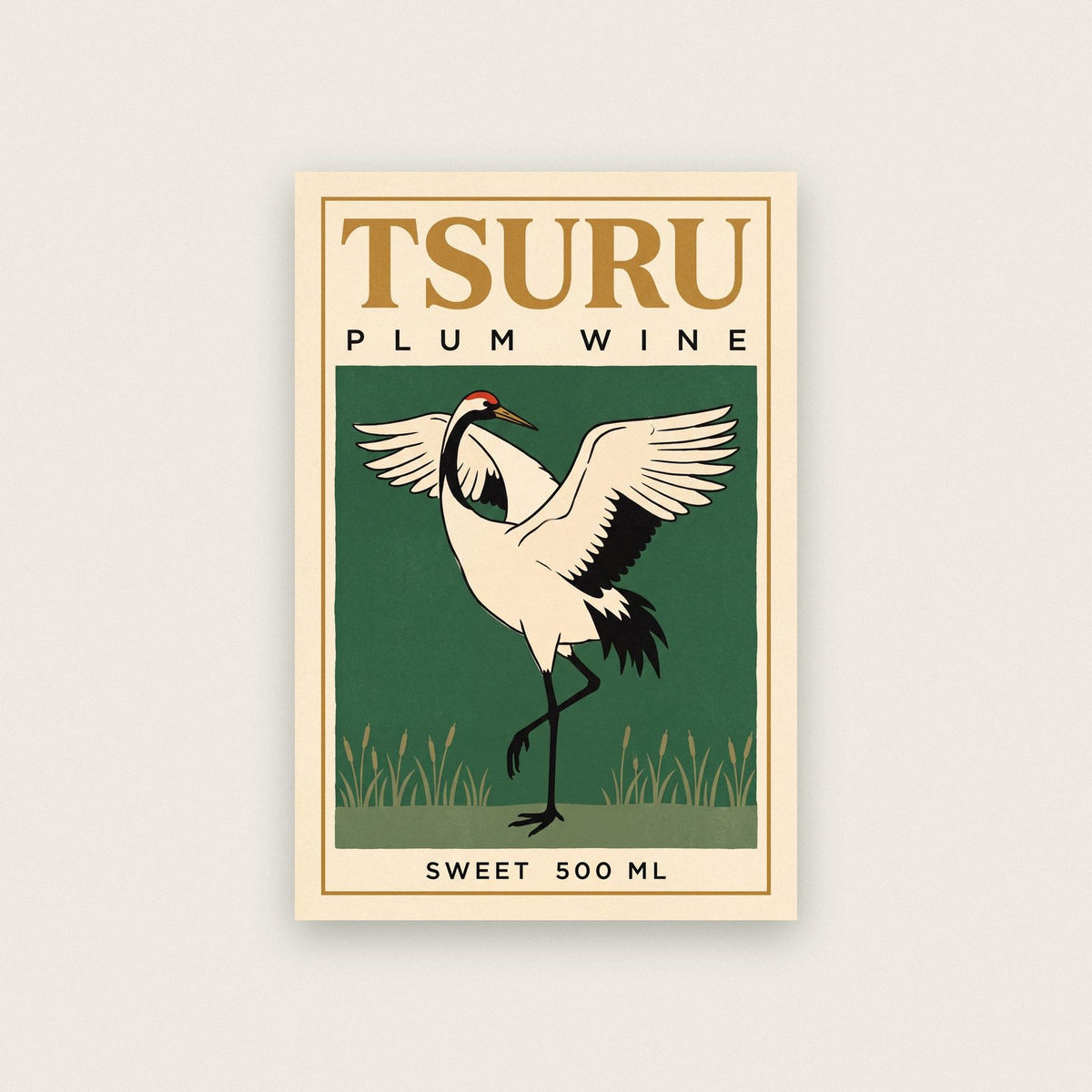 Tsuru Plum Wine Label Art Print