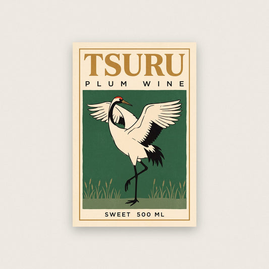 Tsuru Plum Wine Label Art Print