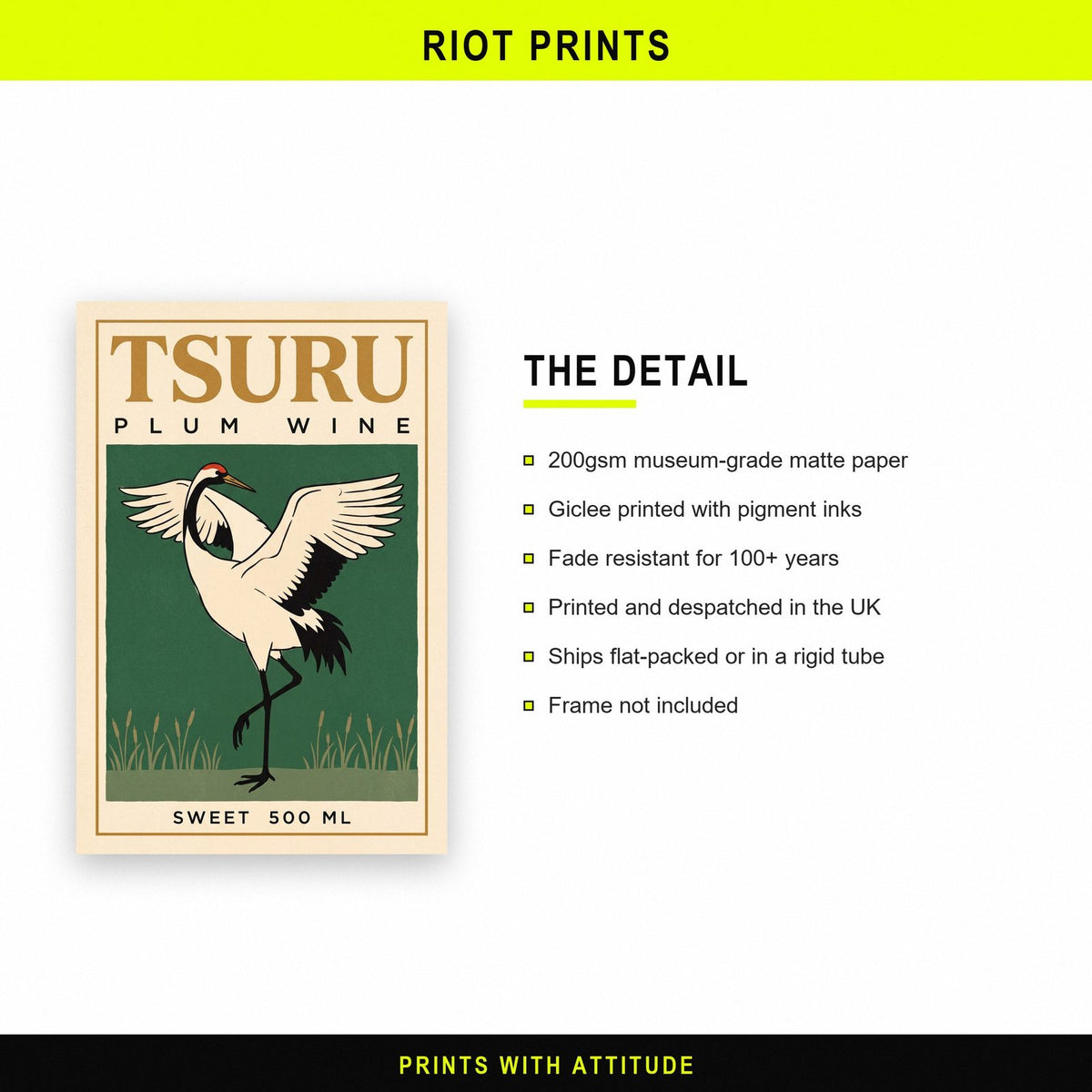 Tsuru Plum Wine Label Art Print