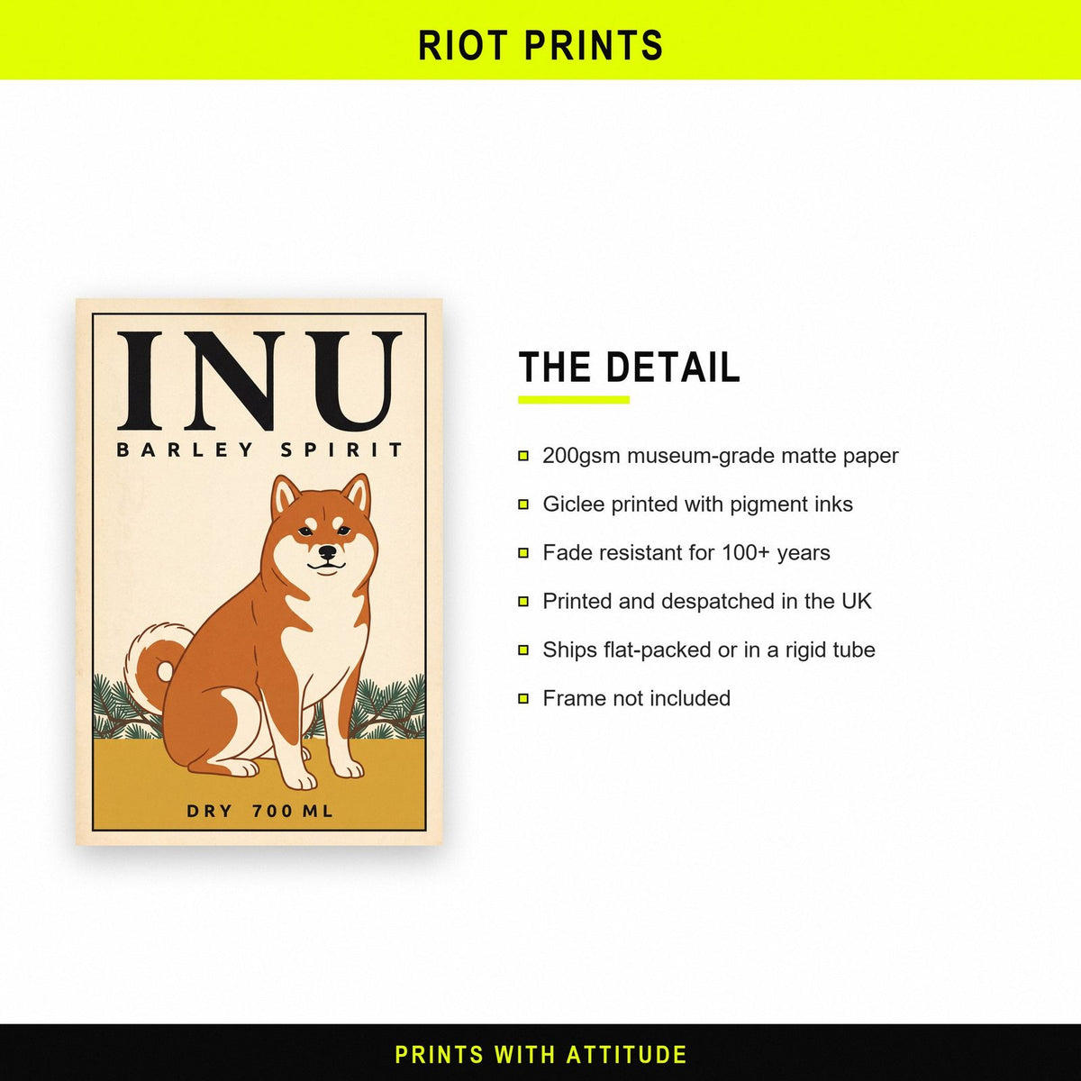 Inu Barley Spirit Label Art Print