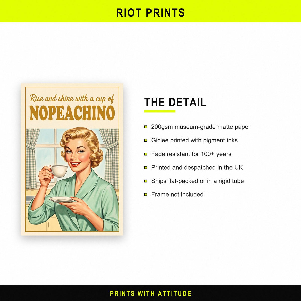 Nopeachino Funny Coffee Art Print