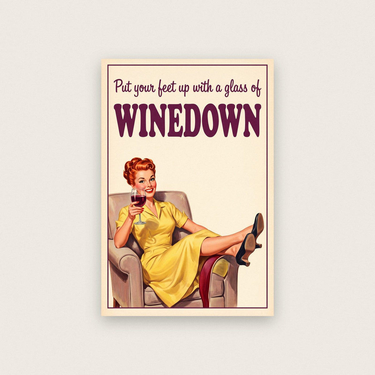 Winedown Funny Wine Art Print