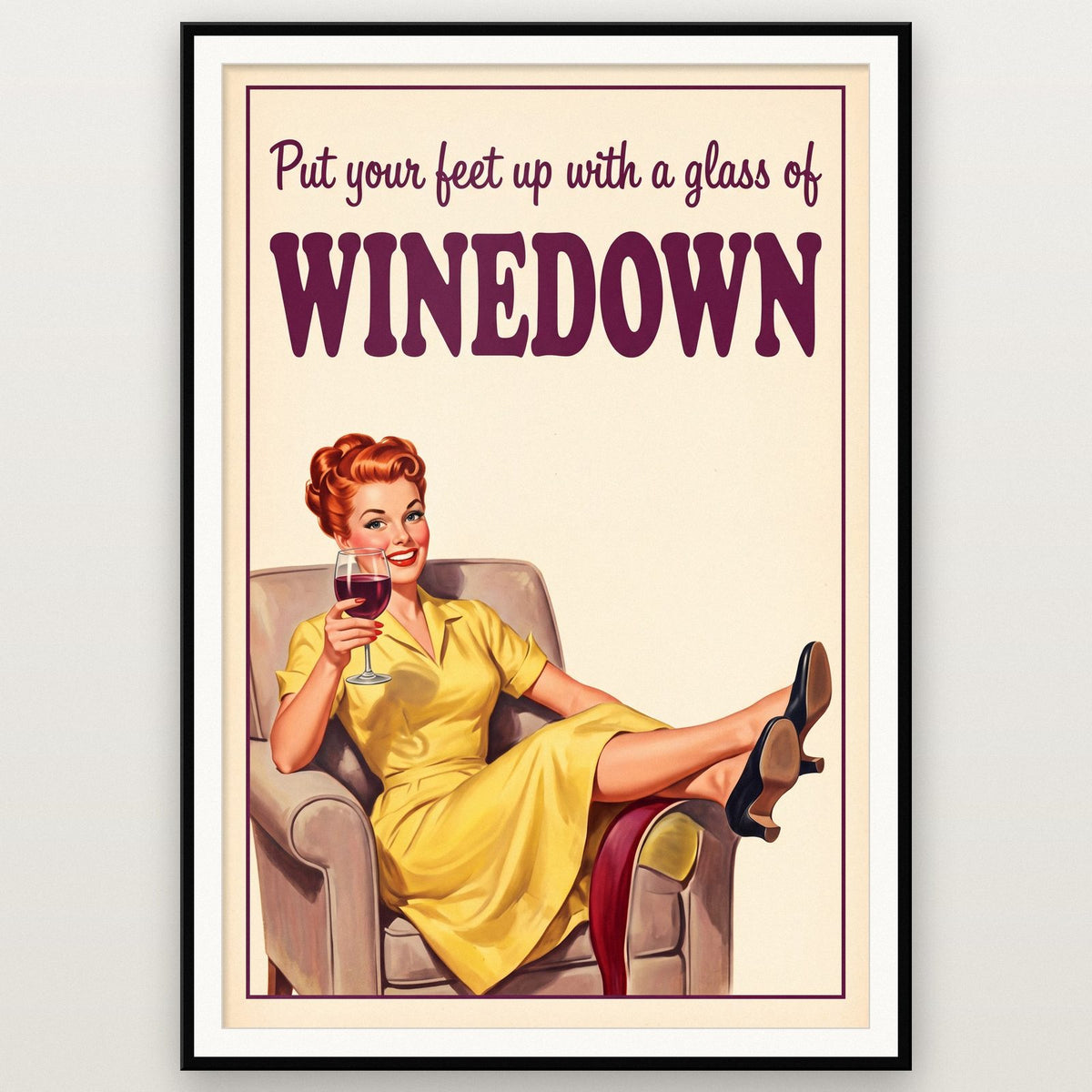 Winedown Funny Wine Art Print