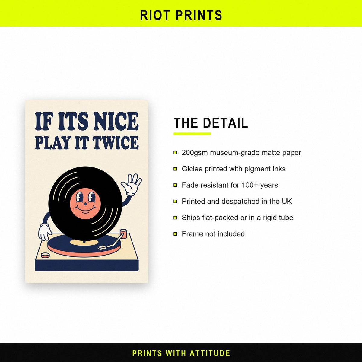 If Its Nice Play It Twice Record Art Print