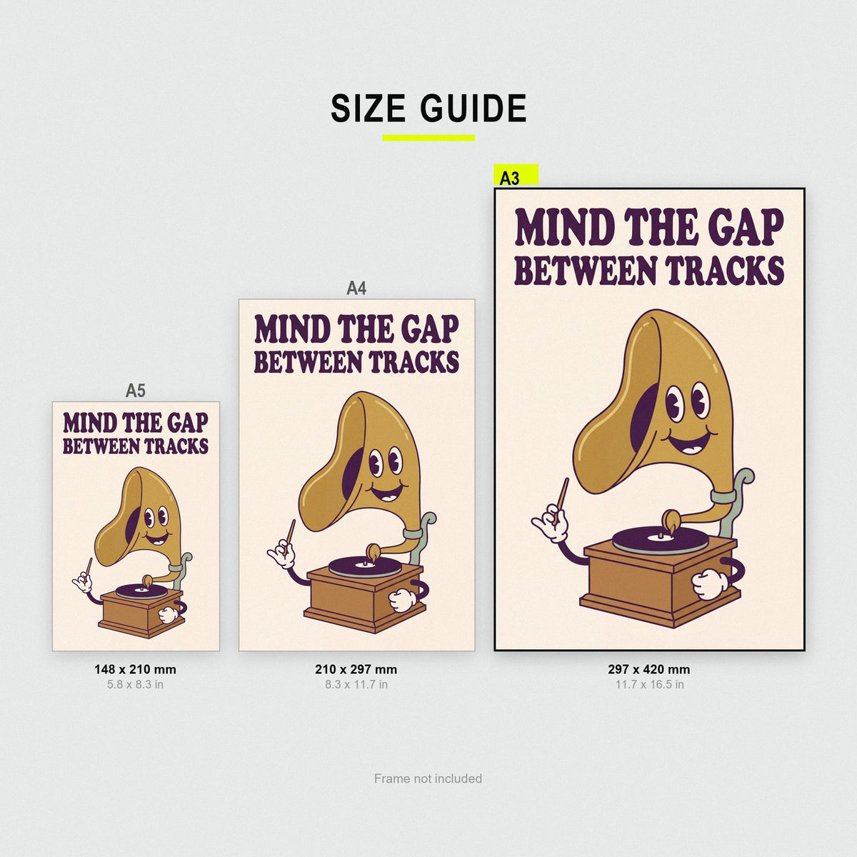 Mind The Gap Between Tracks Gramophone Art Print