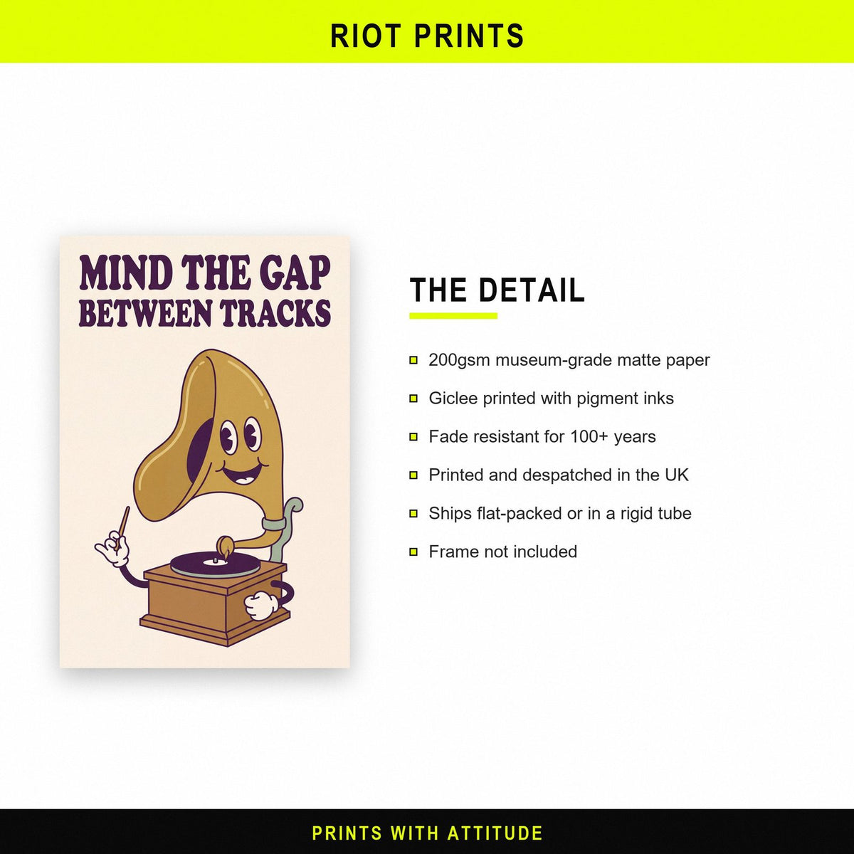 Mind The Gap Between Tracks Gramophone Art Print
