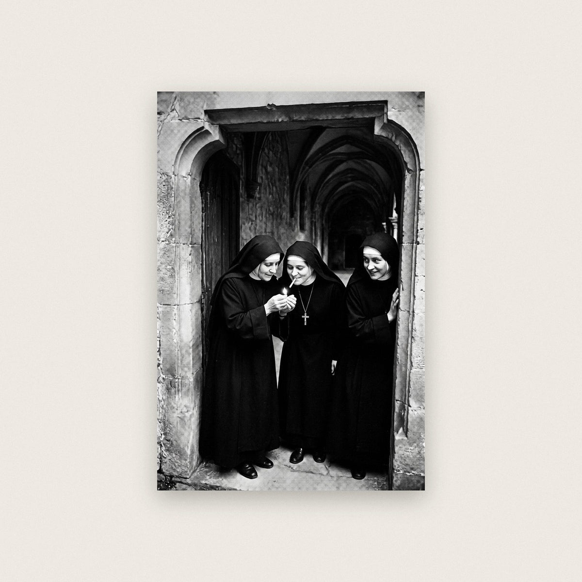 Nuns In The Doorway Black And White Photographic Print
