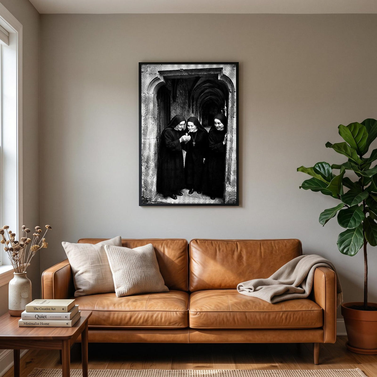 Nuns In The Doorway Black And White Photographic Print