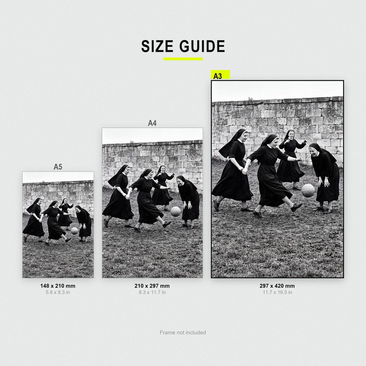 Nuns Playing Football Black And White Photographic Print
