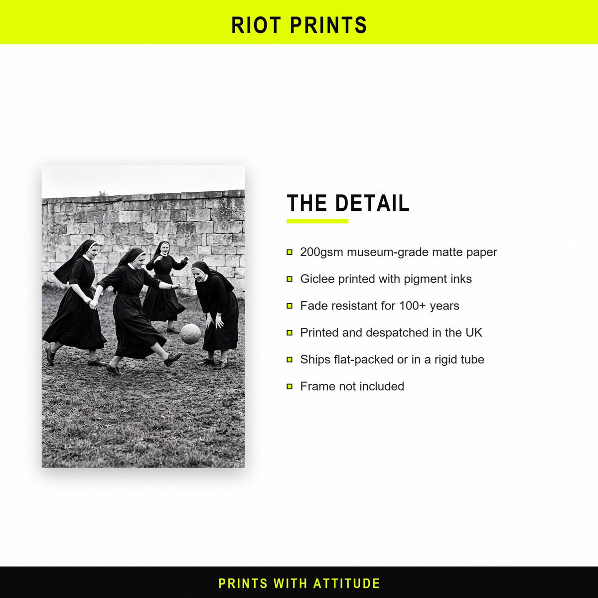 Nuns Playing Football Black And White Photographic Print
