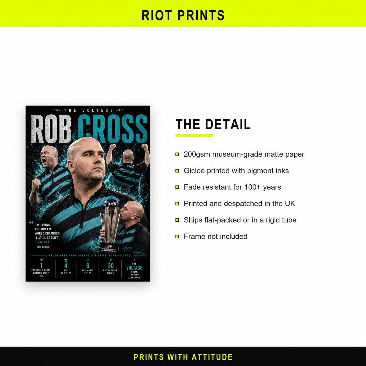 Rob Cross "The Voltage" PDC World Champion Darts Poster paper and printing specification