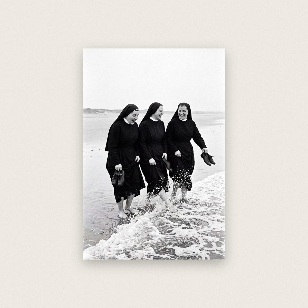 Nuns In The Sea Black And White Photographic Print