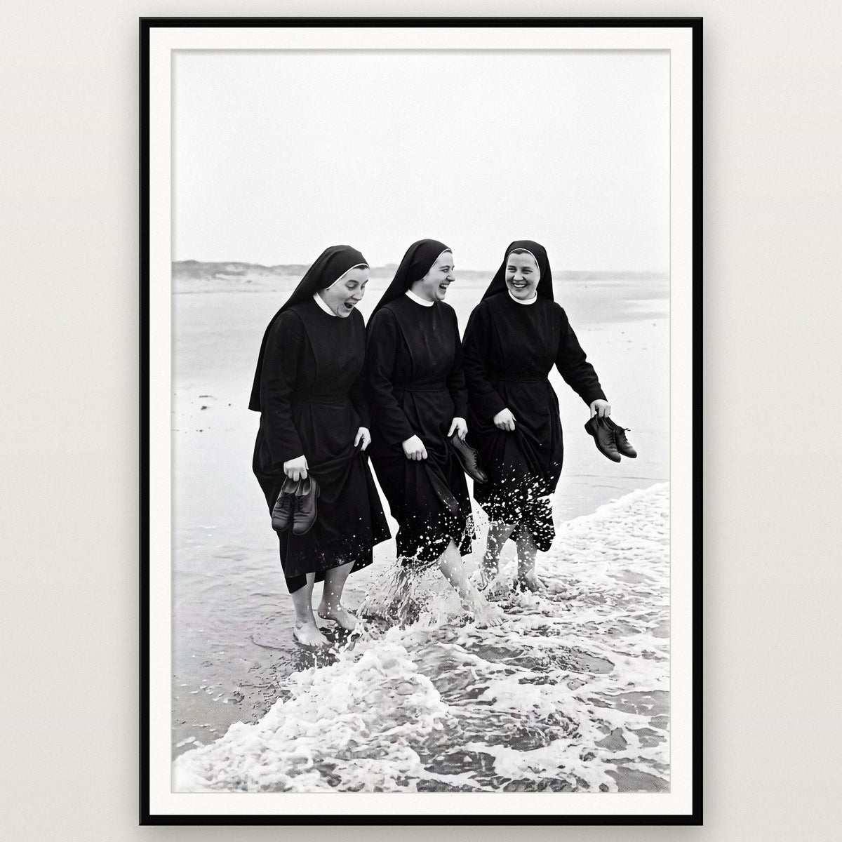 Nuns In The Sea Black And White Photographic Print